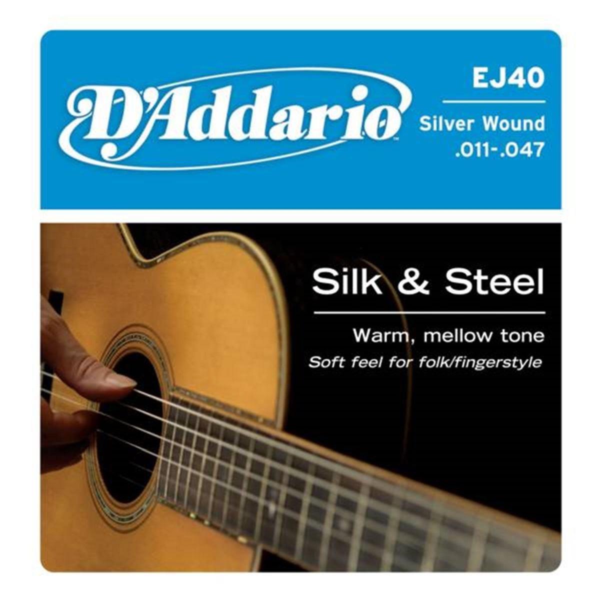 D'Addario EJ40 Set Corde Acustica Silk And Steel Folk 011-047
