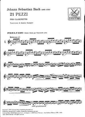 Bach 21 pezzi per clarinetto