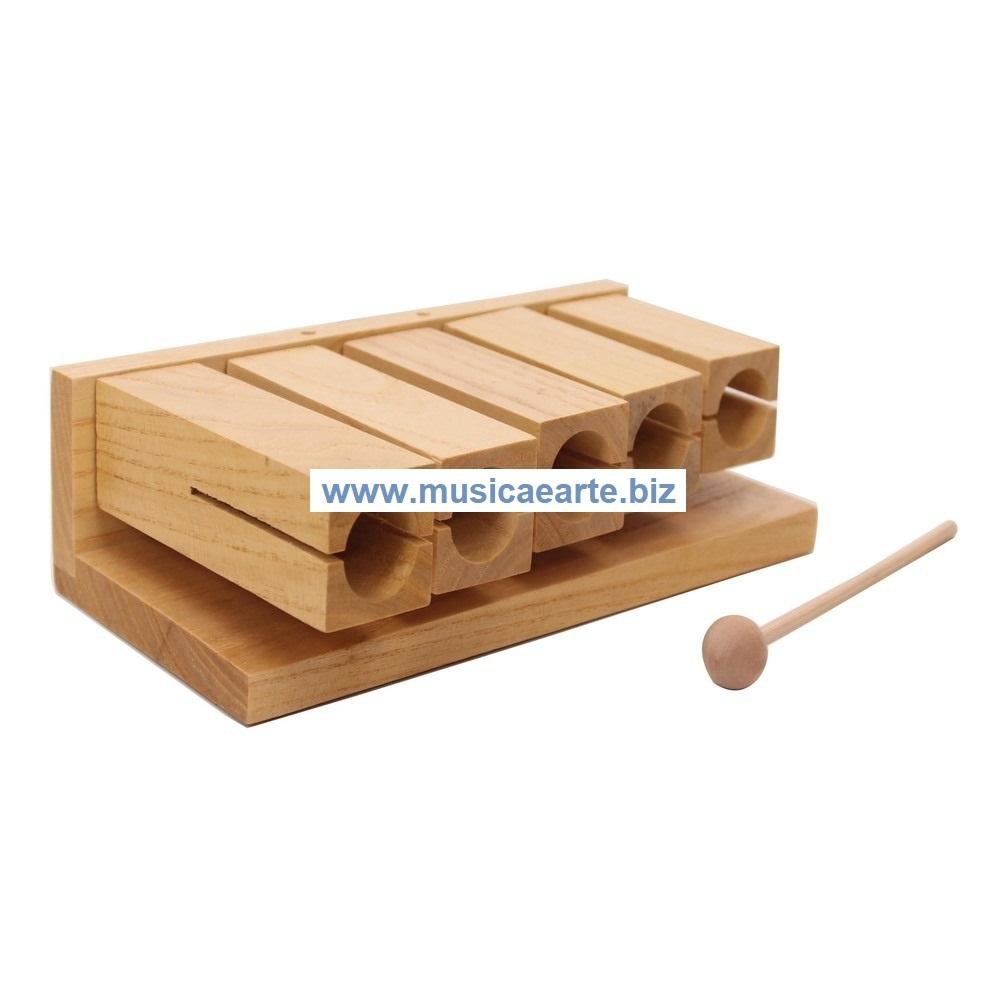 Agogo woodblock in legno 5 note con battente