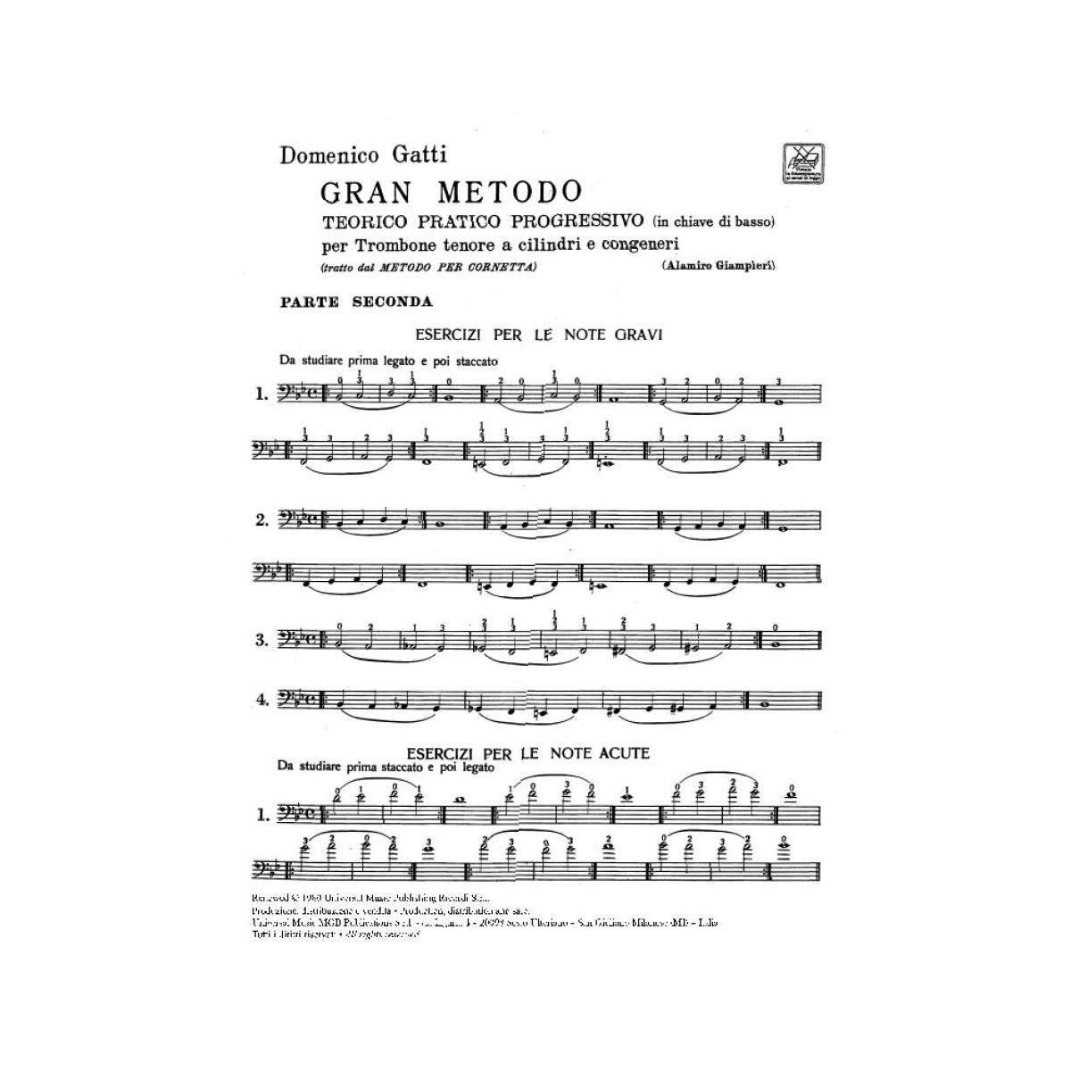 Gatti Gran Metodo Teorico Pratico Progressivo per trombone e congeneri Parte II