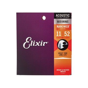 Elixir 16027 acoustic phosphorbronze nanoweb  muta per chitarra acustica .011-.052