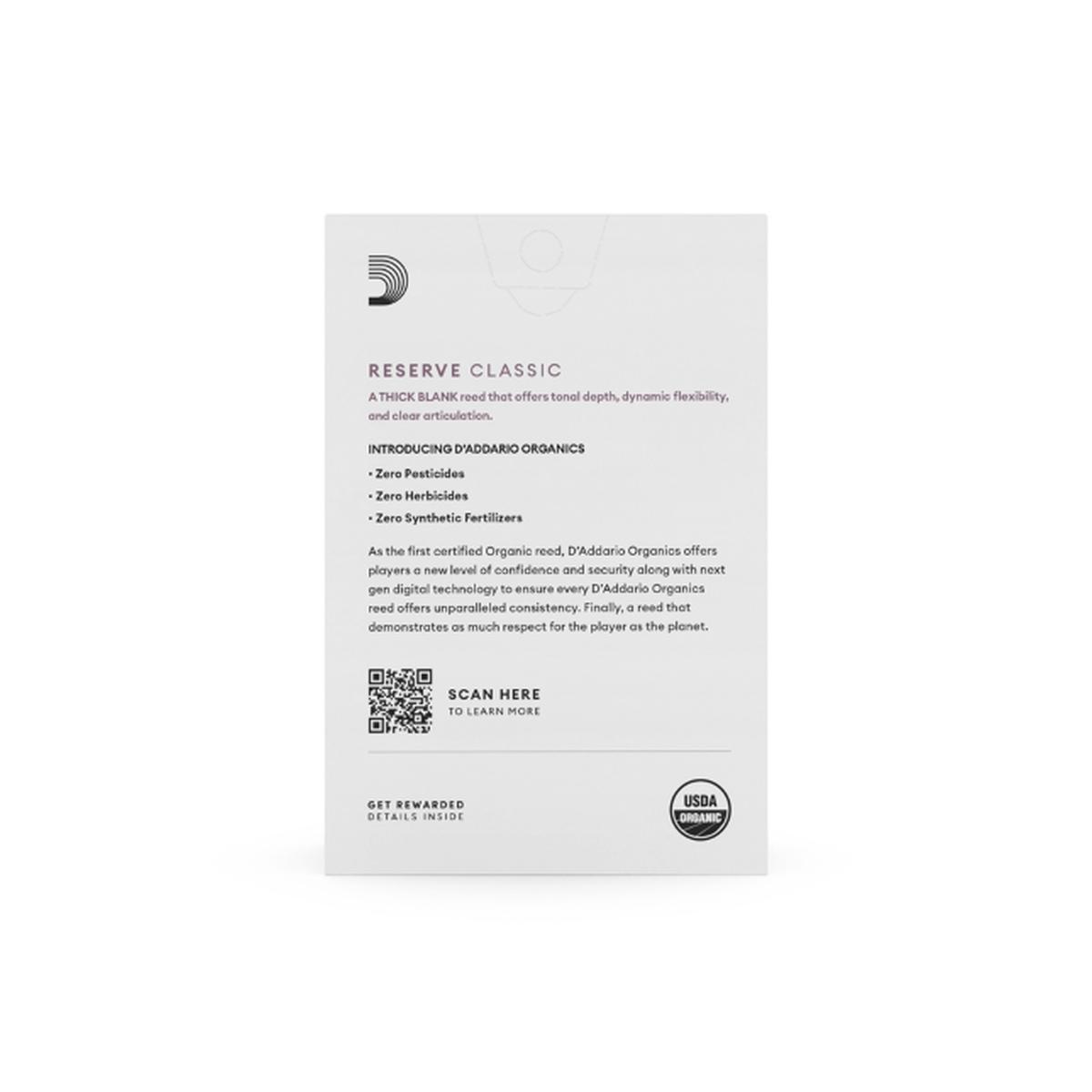 D'Addario Organic Reserve Classic Ancia clarinetto Sib 3,5