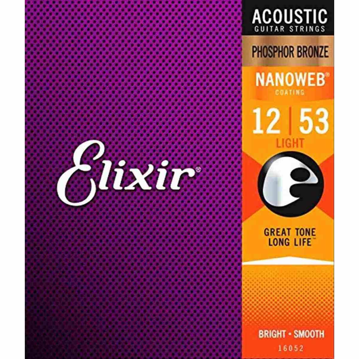 Elixir 11052 Acoustic 80/20 phosphor Bronze NANOWEB CHITARRA ACUSTICA .012-053