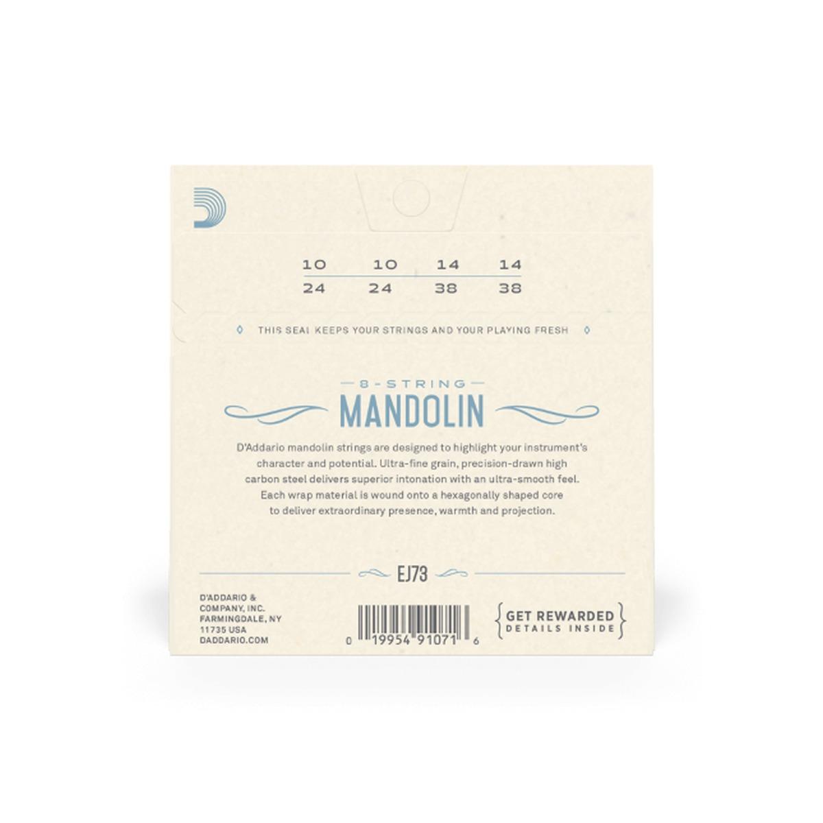 D'ADDARIO EJ73 Muta Mandolino 010-38 Light Phosphor Bronze