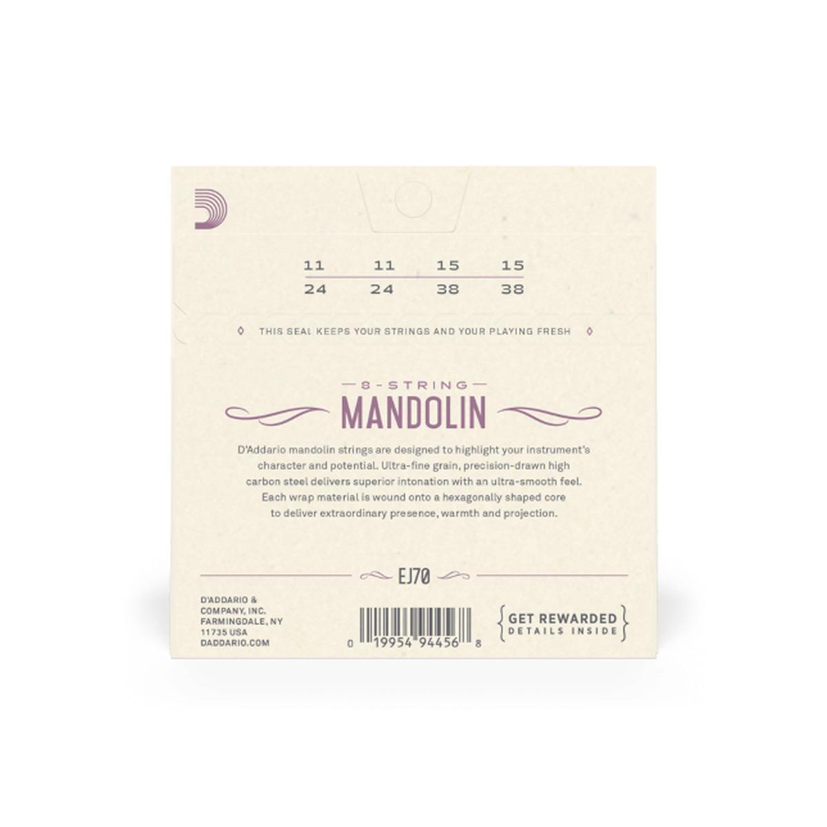 D'ADDARIO EJ70 Muta Mandolino 011-38 Medium/Light Phosphor Bronze