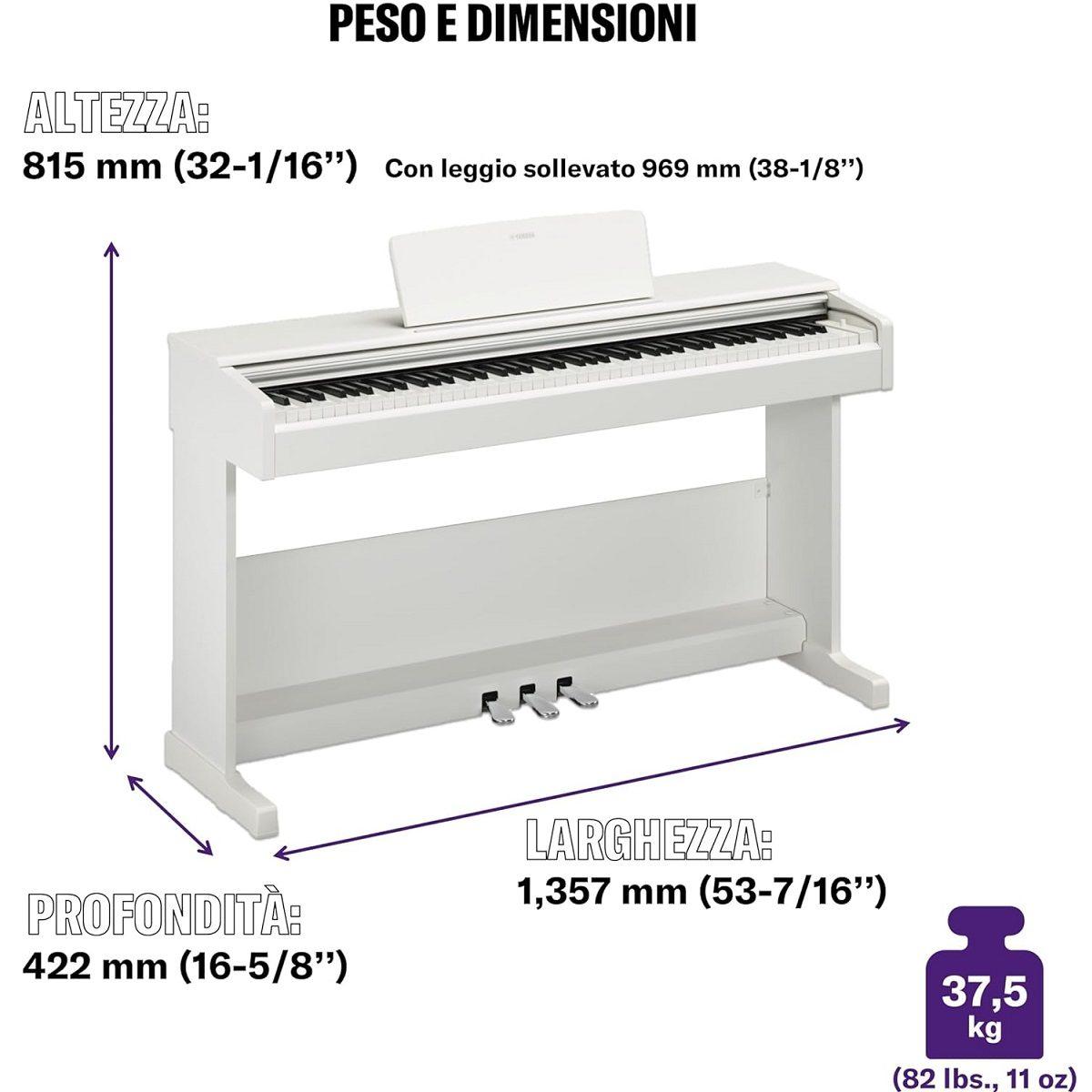 YAMAHA YDP 105W ARIUS PIANOFORTE DIGITALE bianco