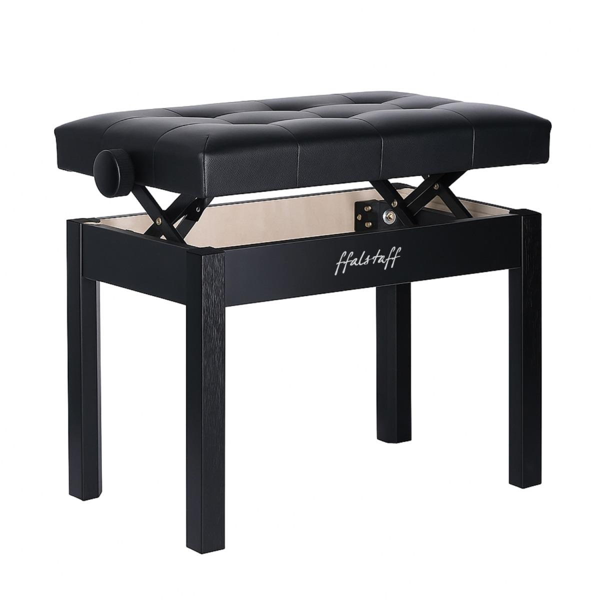 ffalstaff Panca per Pianoforte con Altezza Regolabile in Legno con Sedile in Eco-Pelle con Effetto Capitonné