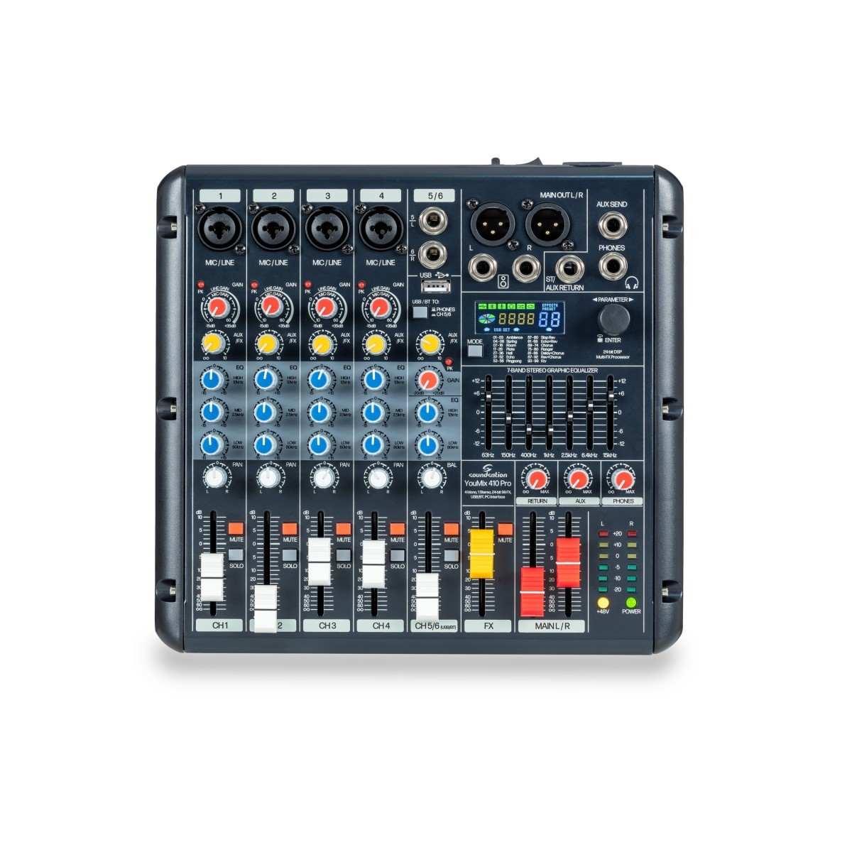 Soundsation YOUMIX 410 PRO - Mixer a 6 , Effetto 24 bit con 99 Preset, interfaccia PC